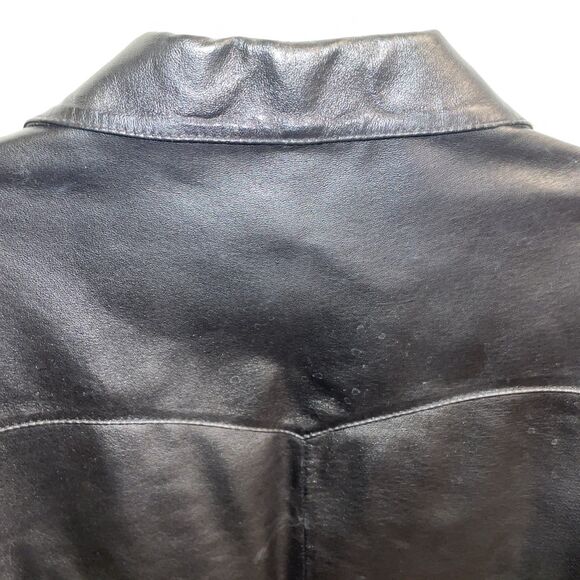 Circle S Men’s Leather Jacket Size 46L Large Black Leather Going Out Party - Picture 9 of 12